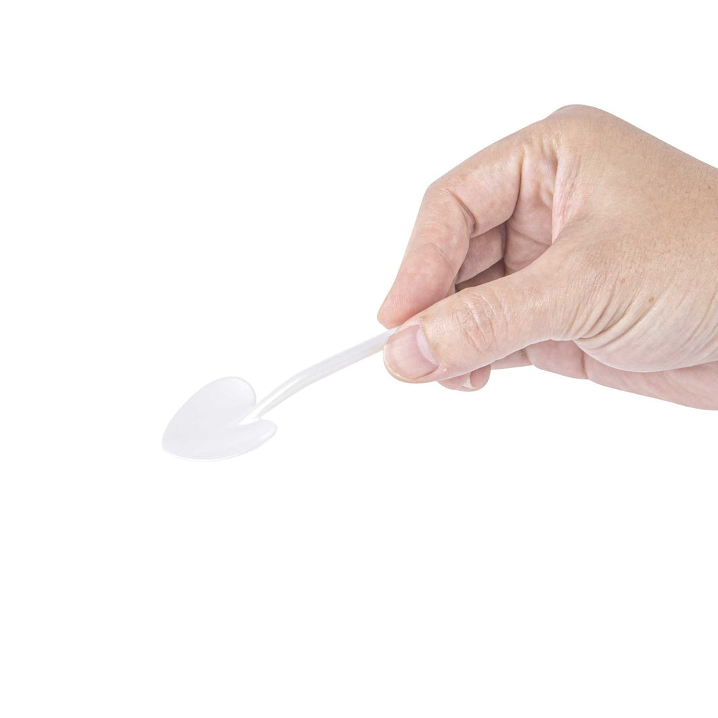 Coppetta Pearl White Plastic Love Shovel Spoon - 3 1/2" x 1 1/4" - 100 count box