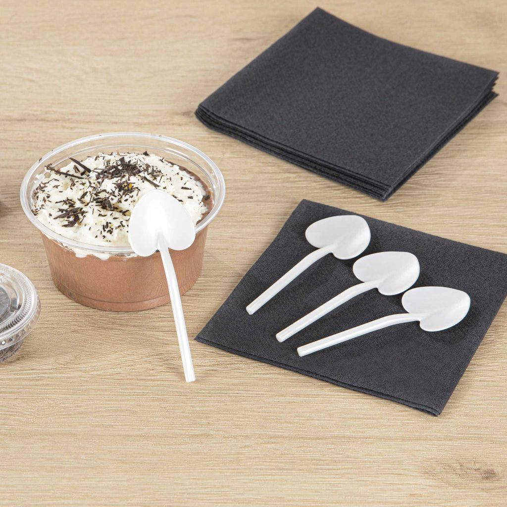 Coppetta Pearl White Plastic Love Shovel Spoon - 3 1/2" x 1 1/4" - 100 count box