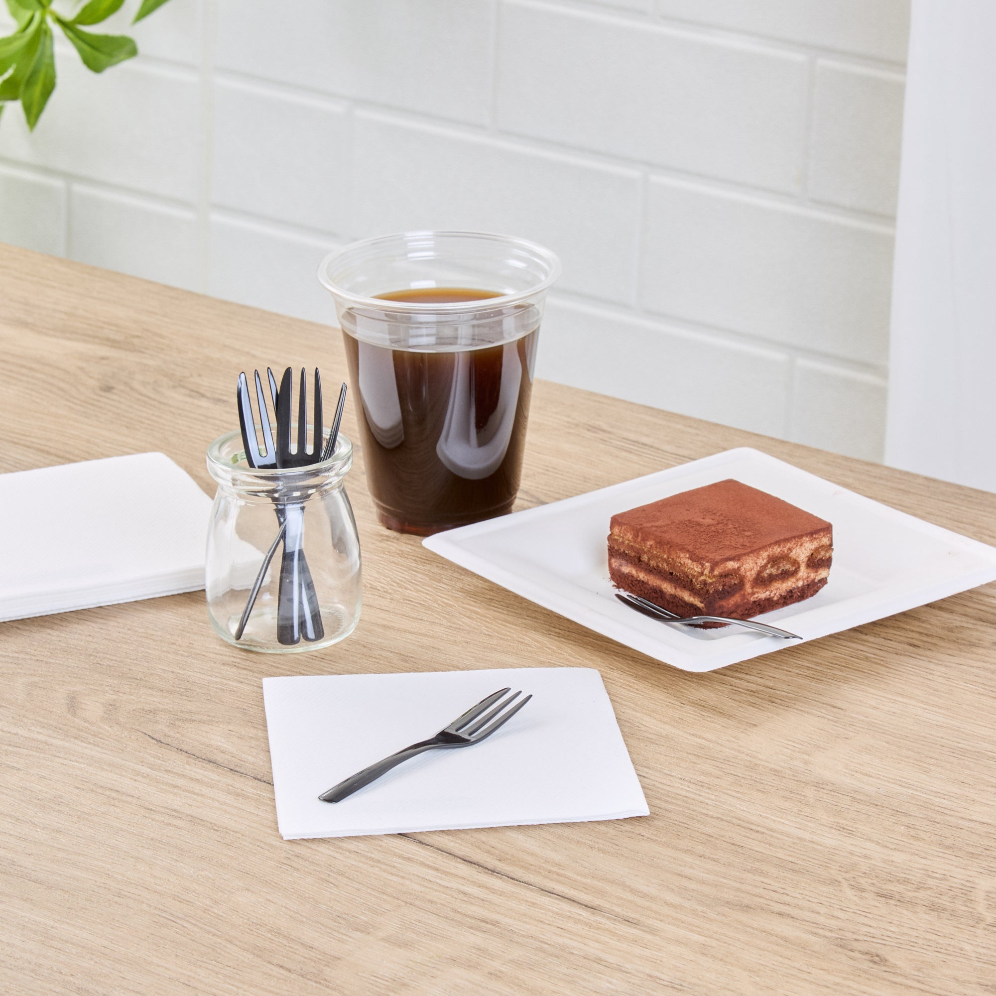 Coppetta Black Plastic Cake Fork with Knife Edge - 4" x 3/4" - 500 count box