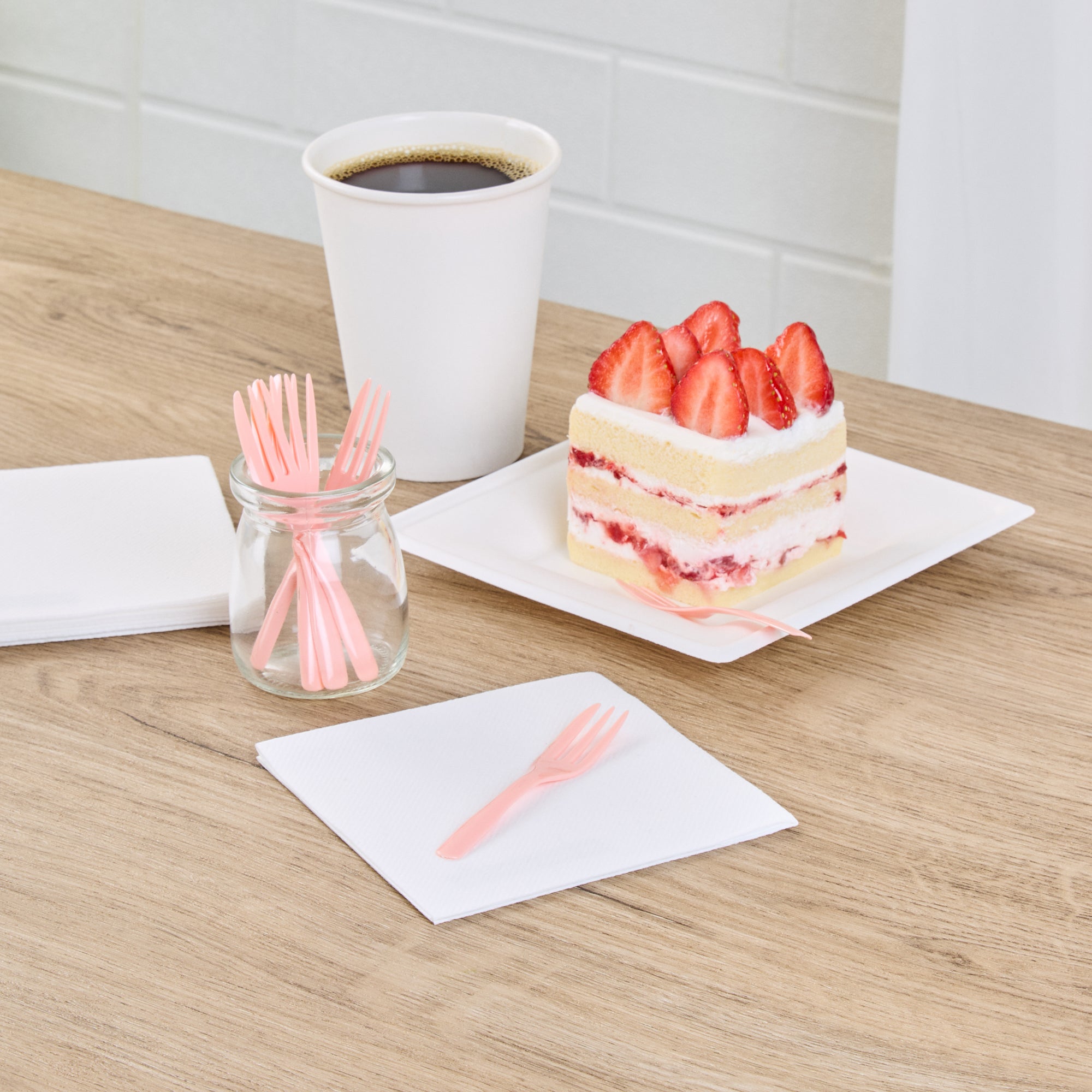 Coppetta Coral Plastic Cake Fork with Knife Edge - 4" x 3/4" - 500 count box