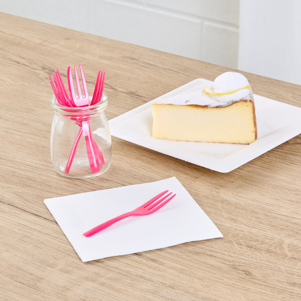 Coppetta Magenta Plastic Cake Fork with Knife Edge - 4" x 3/4" - 500 count box