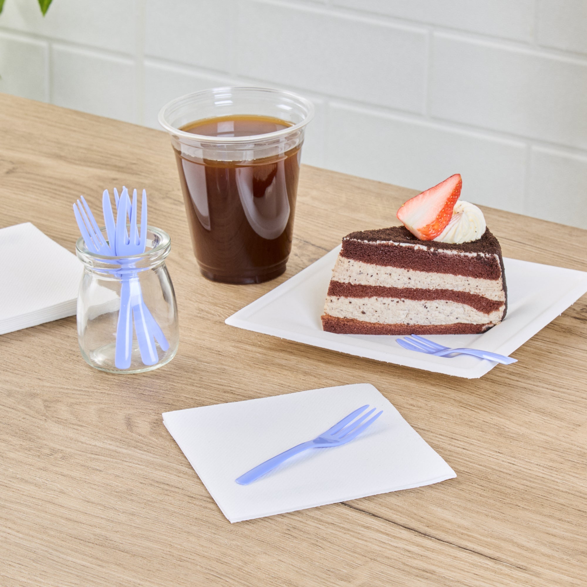 Coppetta Periwinkle Plastic Cake Fork with Knife Edge - 4" x 3/4" - 500 count box