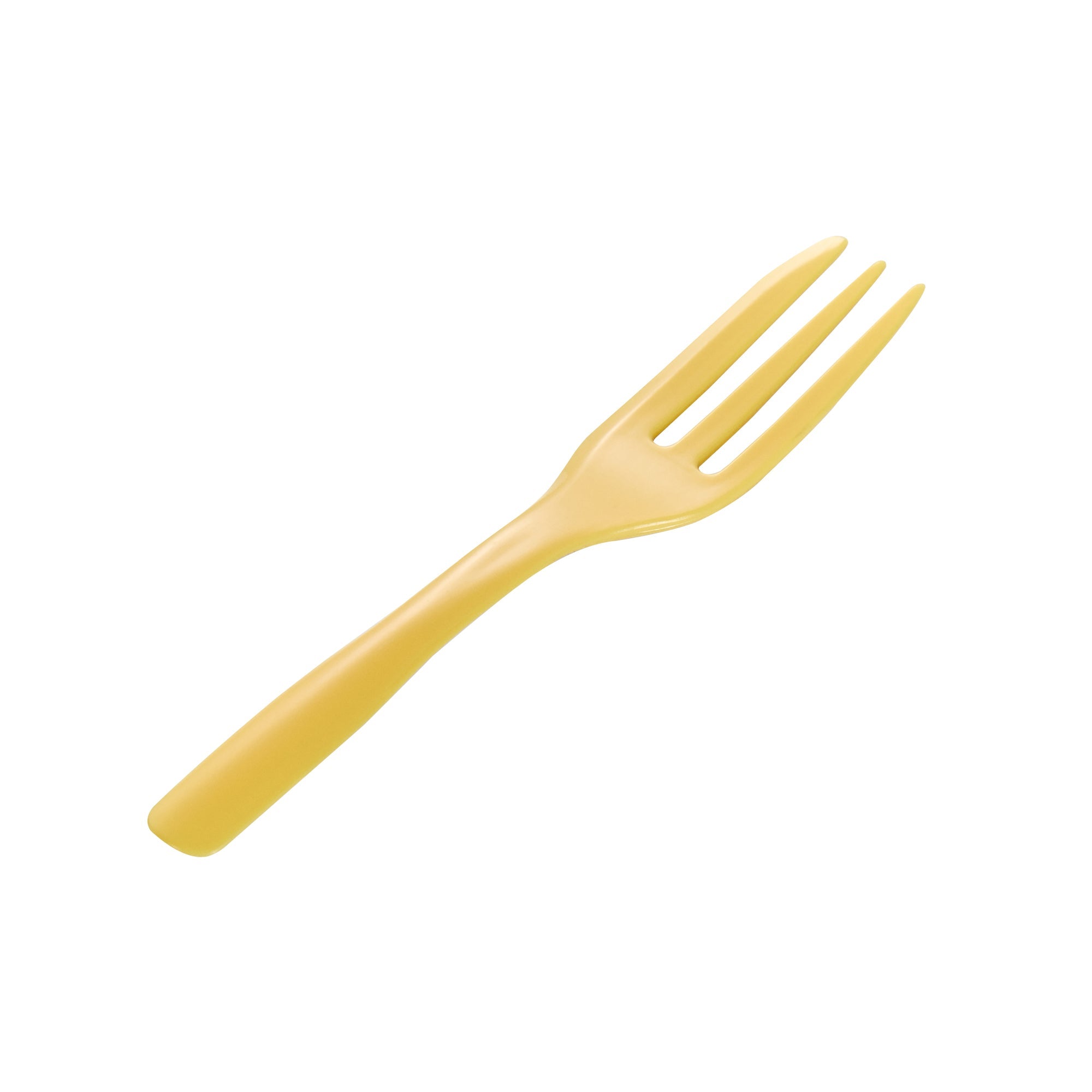 Coppetta Baby Yellow Plastic Cake Fork with Knife Edge - 4" x 3/4" - 500 count box