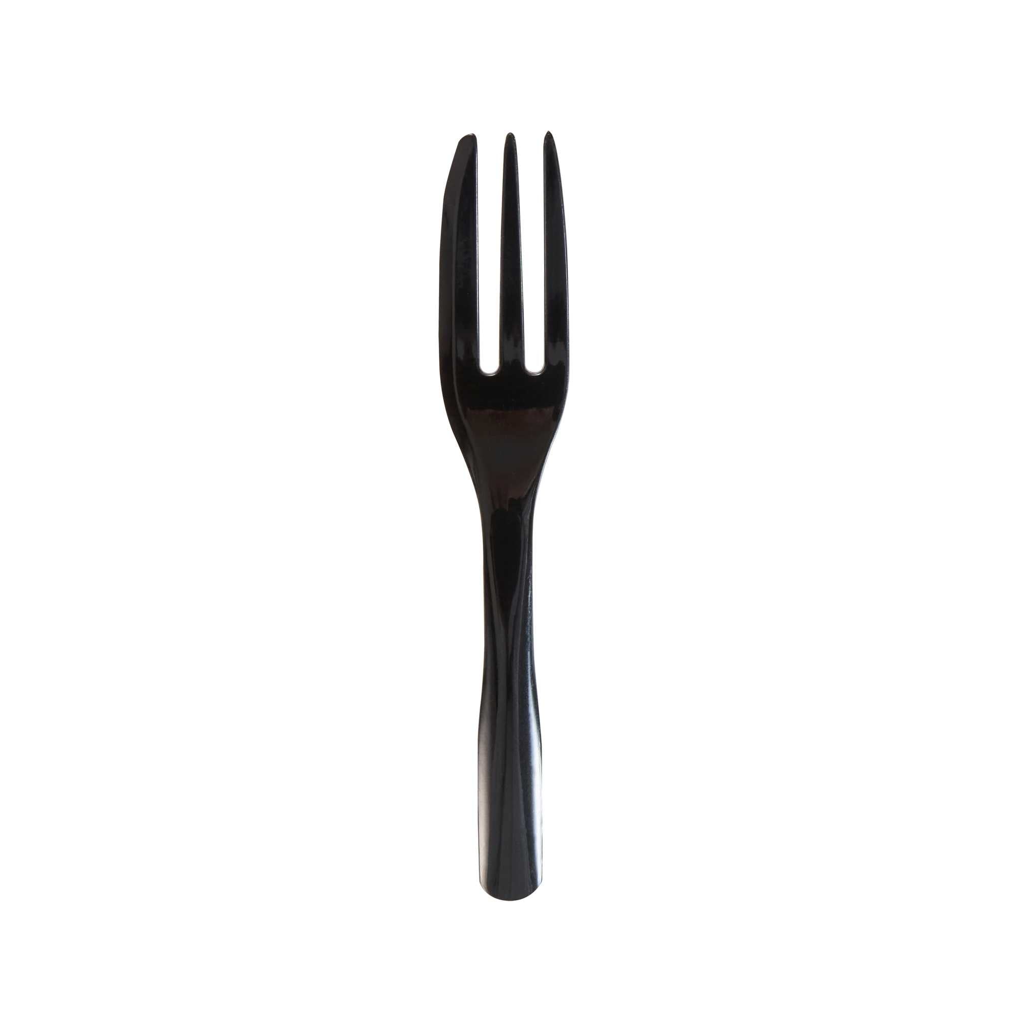 Coppetta Black Plastic Cake Fork with Knife Edge - 4" x 3/4" - 100 count box