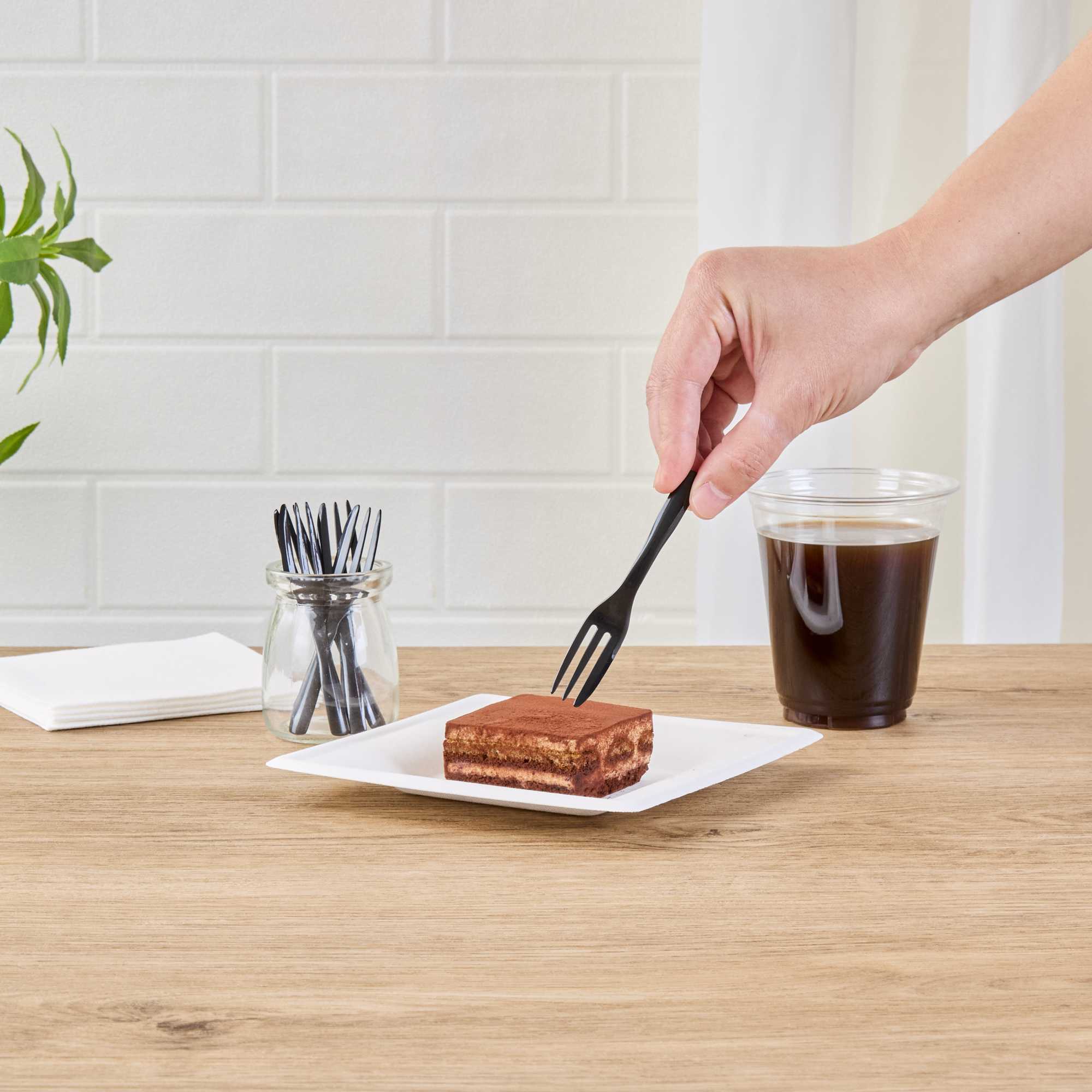 Coppetta Black Plastic Cake Fork with Knife Edge - 4" x 3/4" - 100 count box