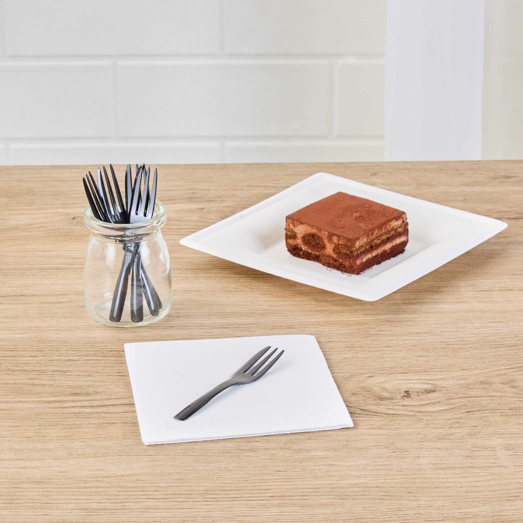 Coppetta Black Plastic Cake Fork with Knife Edge - 4" x 3/4" - 100 count box