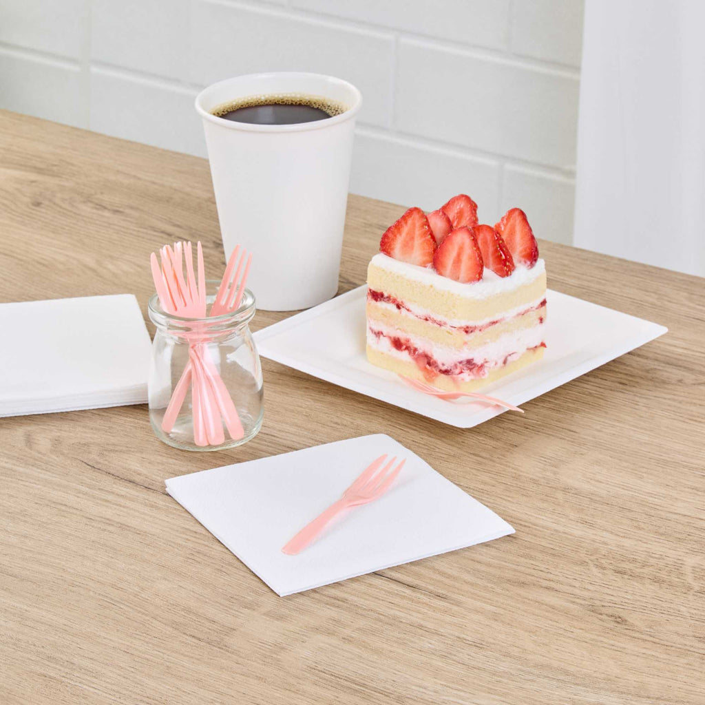 Coppetta Coral Plastic Cake Fork with Knife Edge - 4" x 3/4" - 100 count box