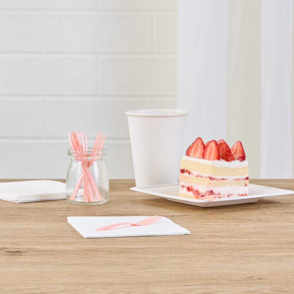 Coppetta Coral Plastic Cake Fork with Knife Edge - 4" x 3/4" - 100 count box