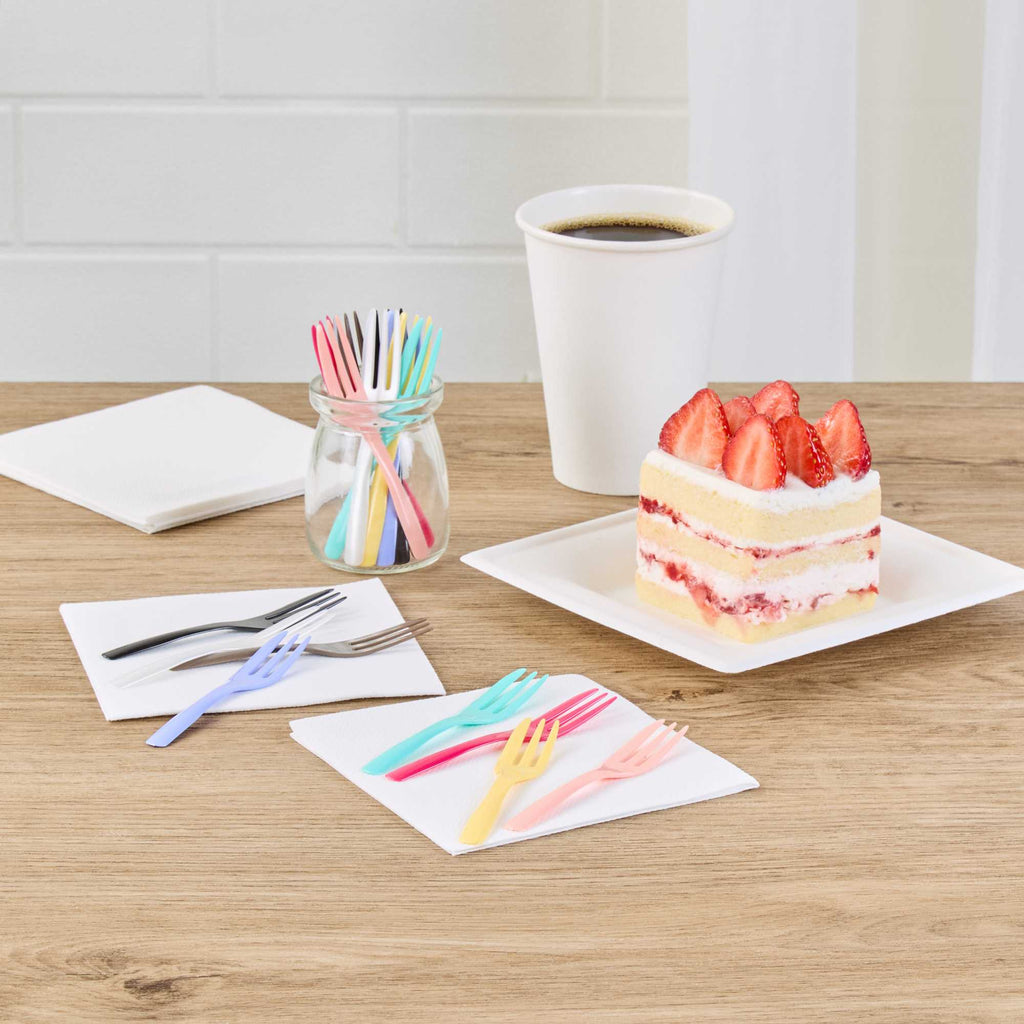 Coppetta Coral Plastic Cake Fork with Knife Edge - 4" x 3/4" - 100 count box