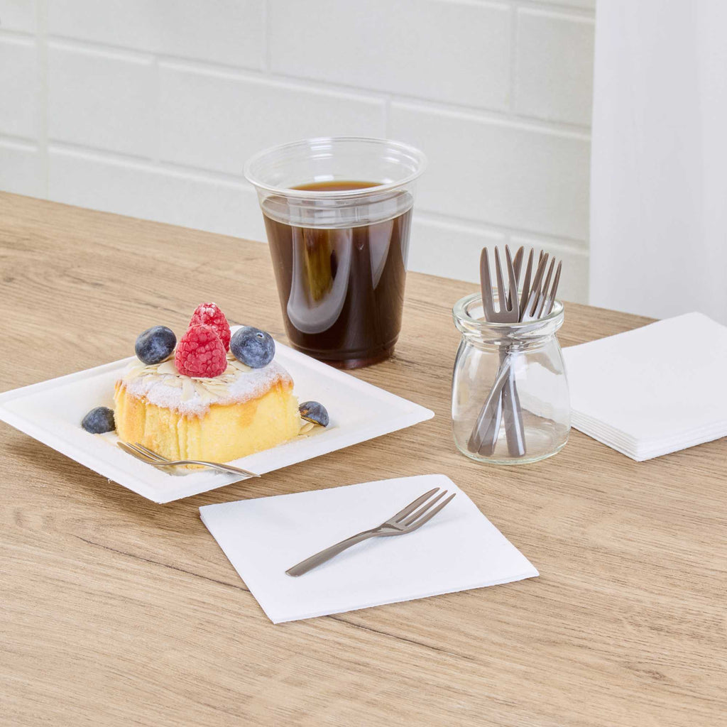 Coppetta Fashion Gray Plastic Cake Fork with Knife Edge - 4" x 3/4" - 100 count box