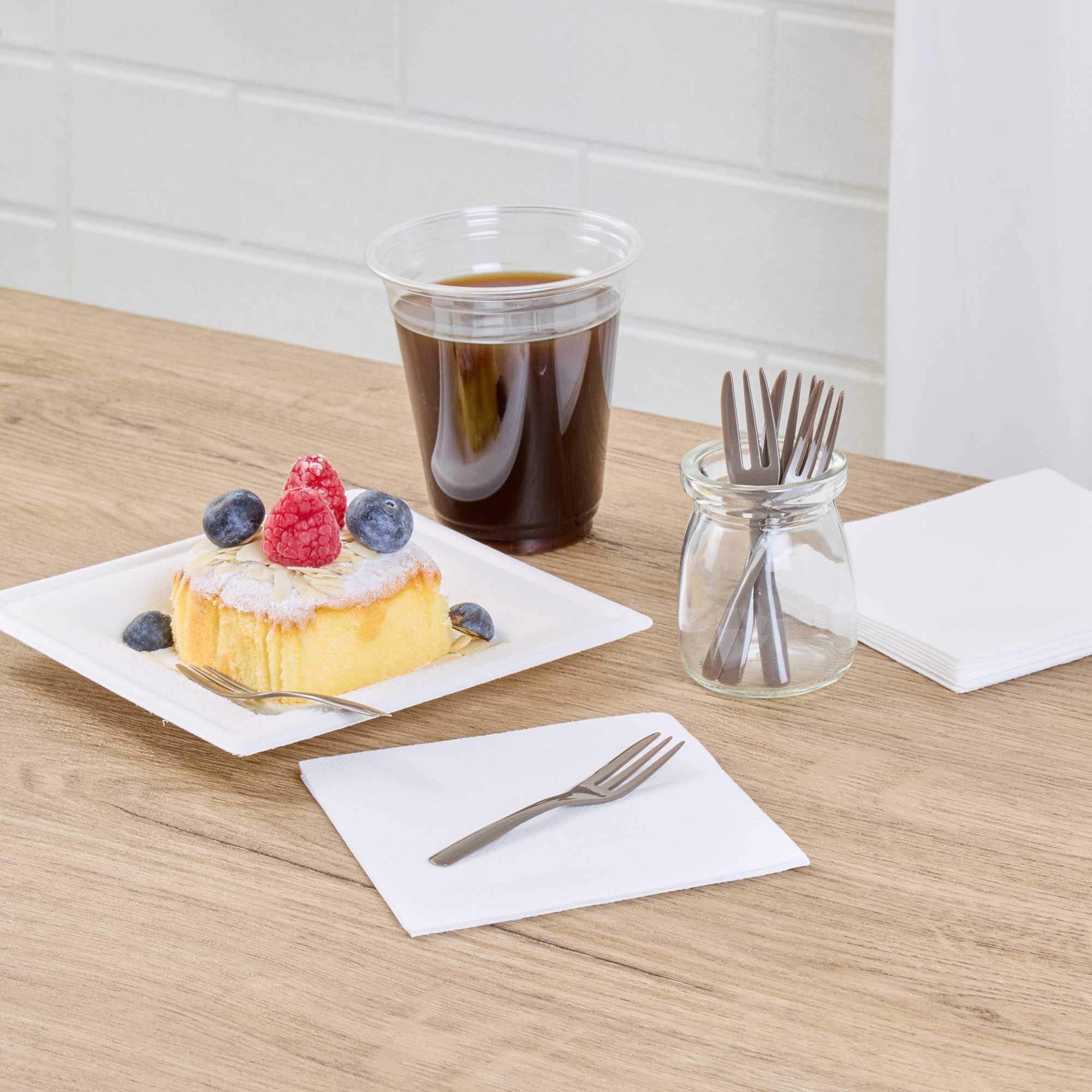 Coppetta Fashion Gray Plastic Cake Fork with Knife Edge - 4" x 3/4" - 100 count box