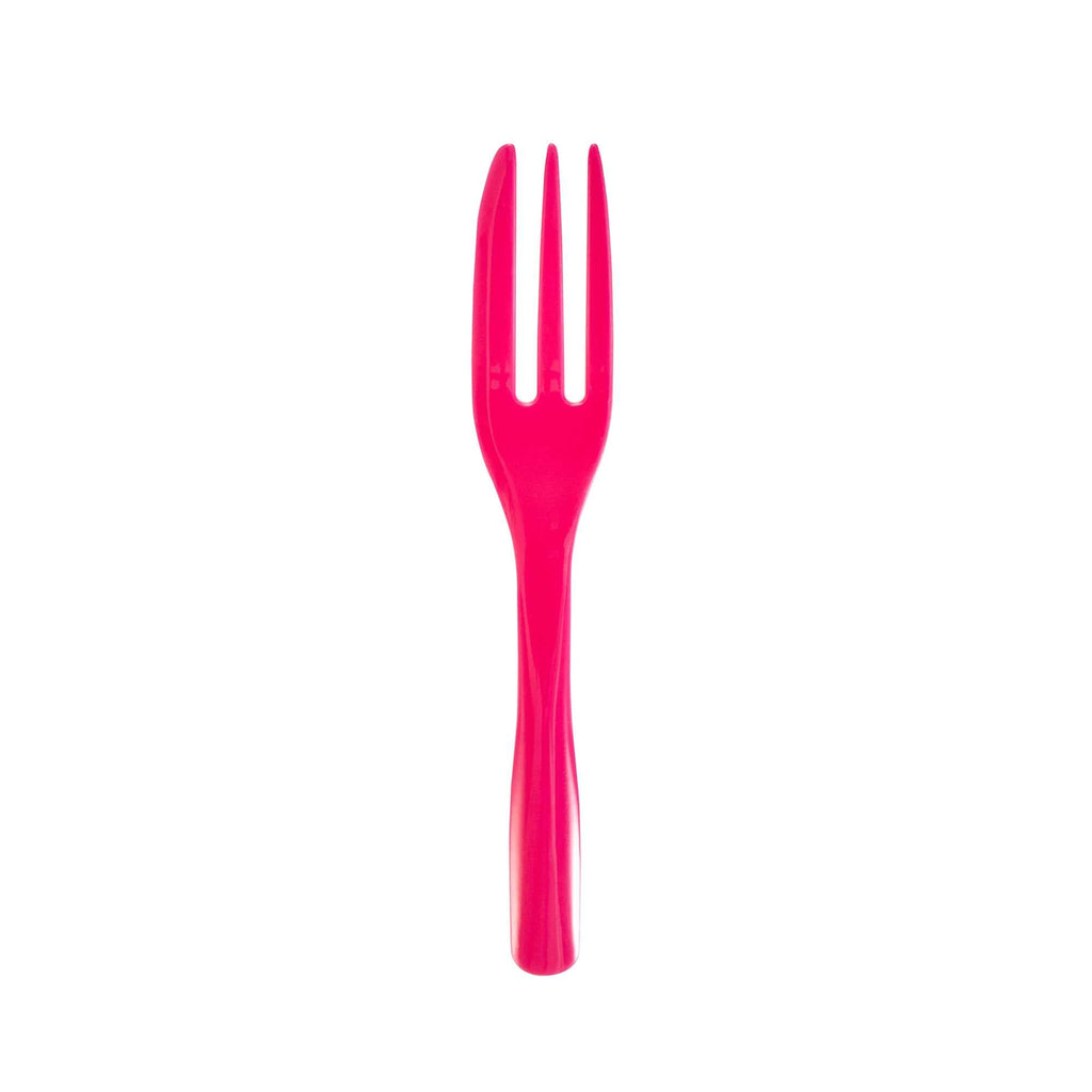 Coppetta Magenta Plastic Cake Fork with Knife Edge - 4" x 3/4" - 100 count box