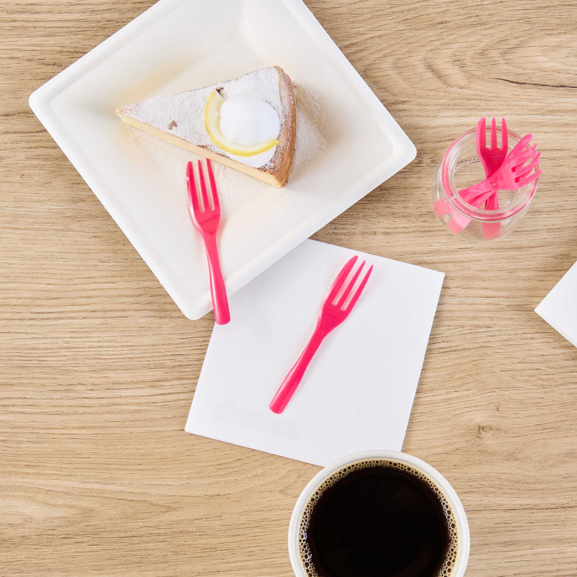 Coppetta Magenta Plastic Cake Fork with Knife Edge - 4" x 3/4" - 100 count box