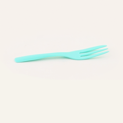 Coppetta Teal Plastic Cake Fork with Knife Edge - 4" x 3/4" - 100 count box