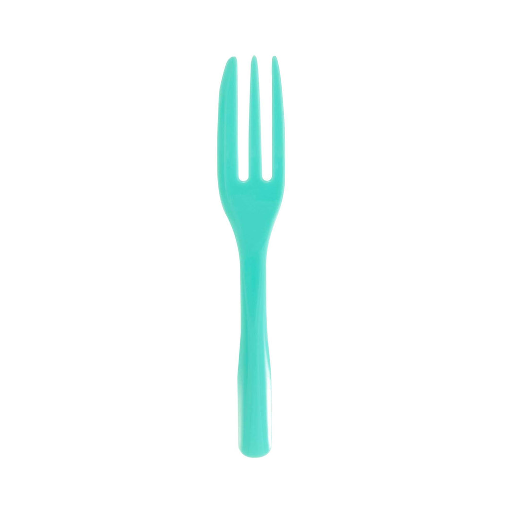 Coppetta Teal Plastic Cake Fork with Knife Edge - 4" x 3/4" - 100 count box