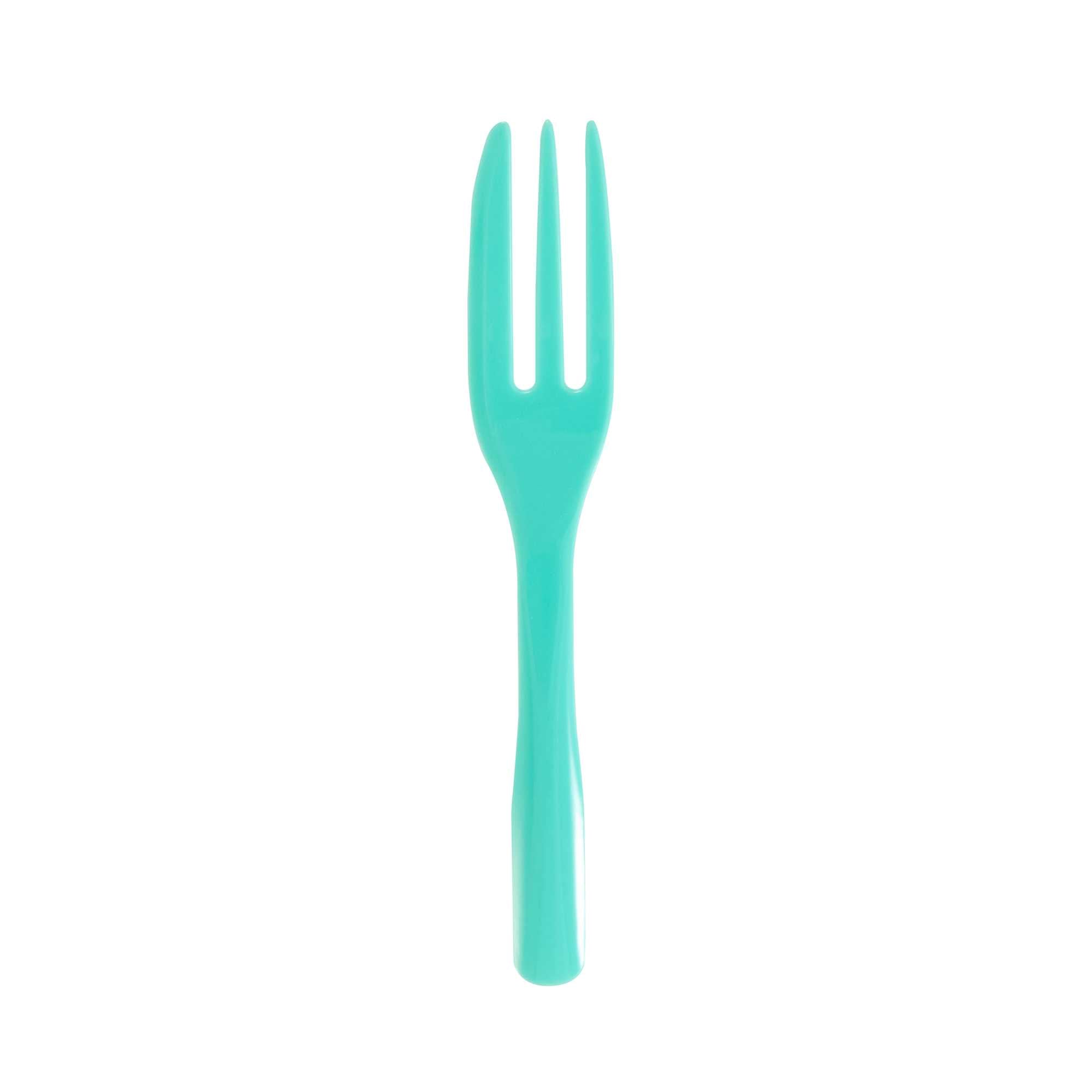 Coppetta Teal Plastic Cake Fork with Knife Edge - 4" x 3/4" - 100 count box