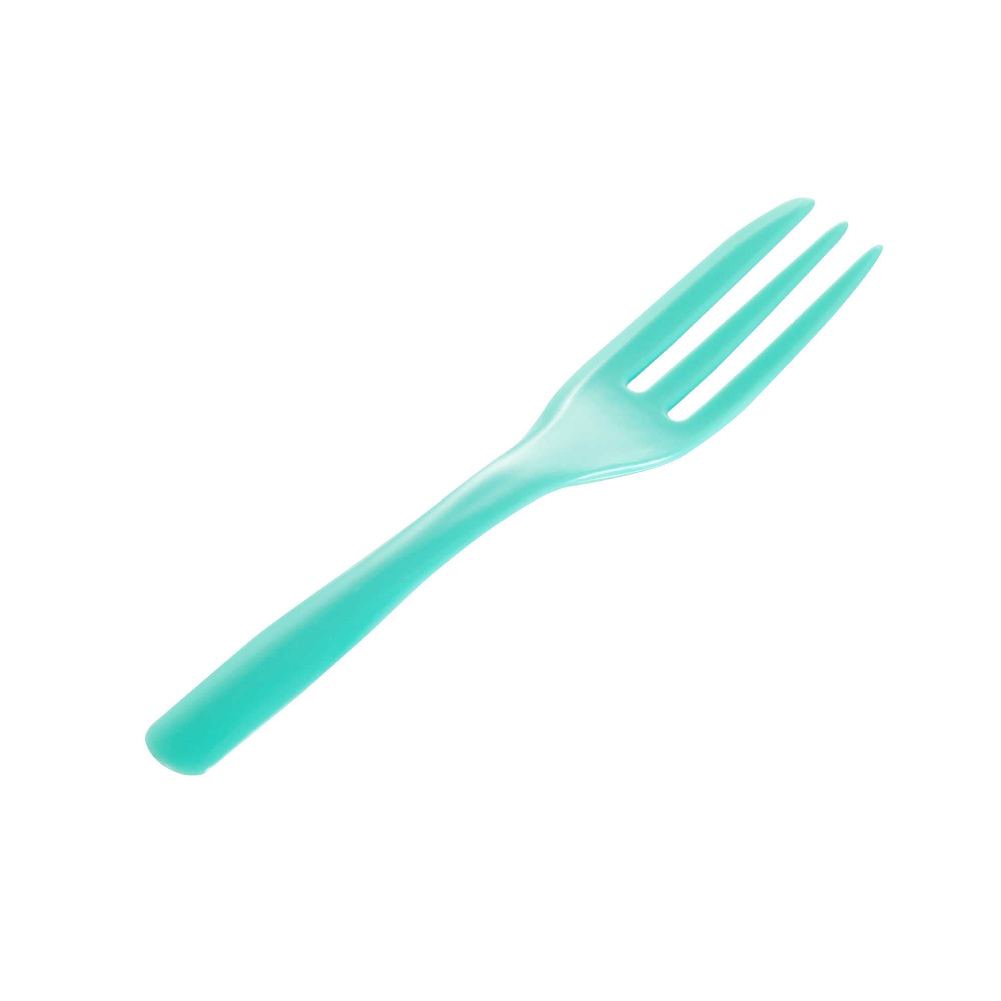 Coppetta Teal Plastic Cake Fork with Knife Edge - 4" x 3/4" - 100 count box