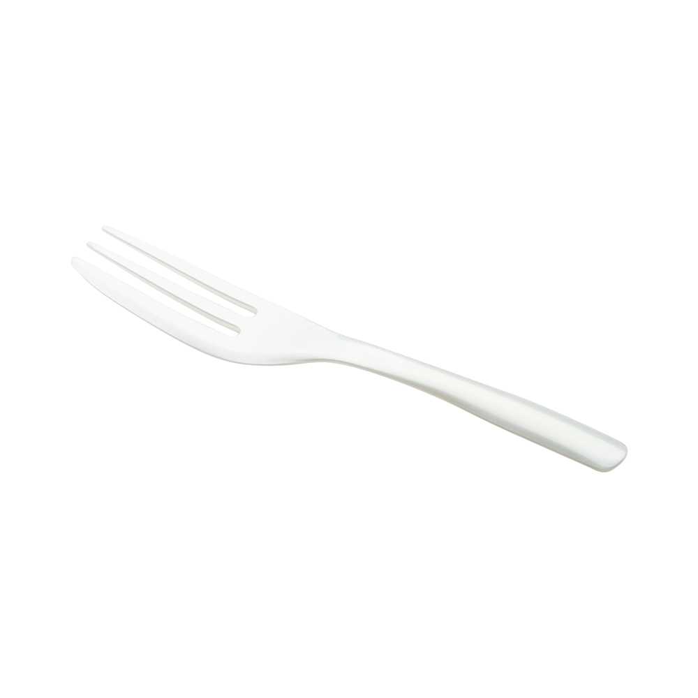 Coppetta Pearl White Plastic Cake Fork with Knife Edge - 4" x 3/4" - 100 count box
