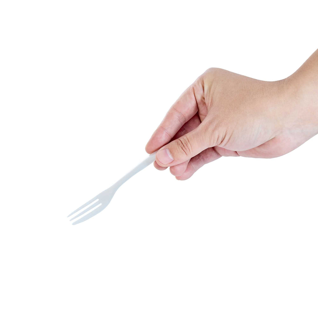 Coppetta Pearl White Plastic Cake Fork with Knife Edge - 4" x 3/4" - 100 count box