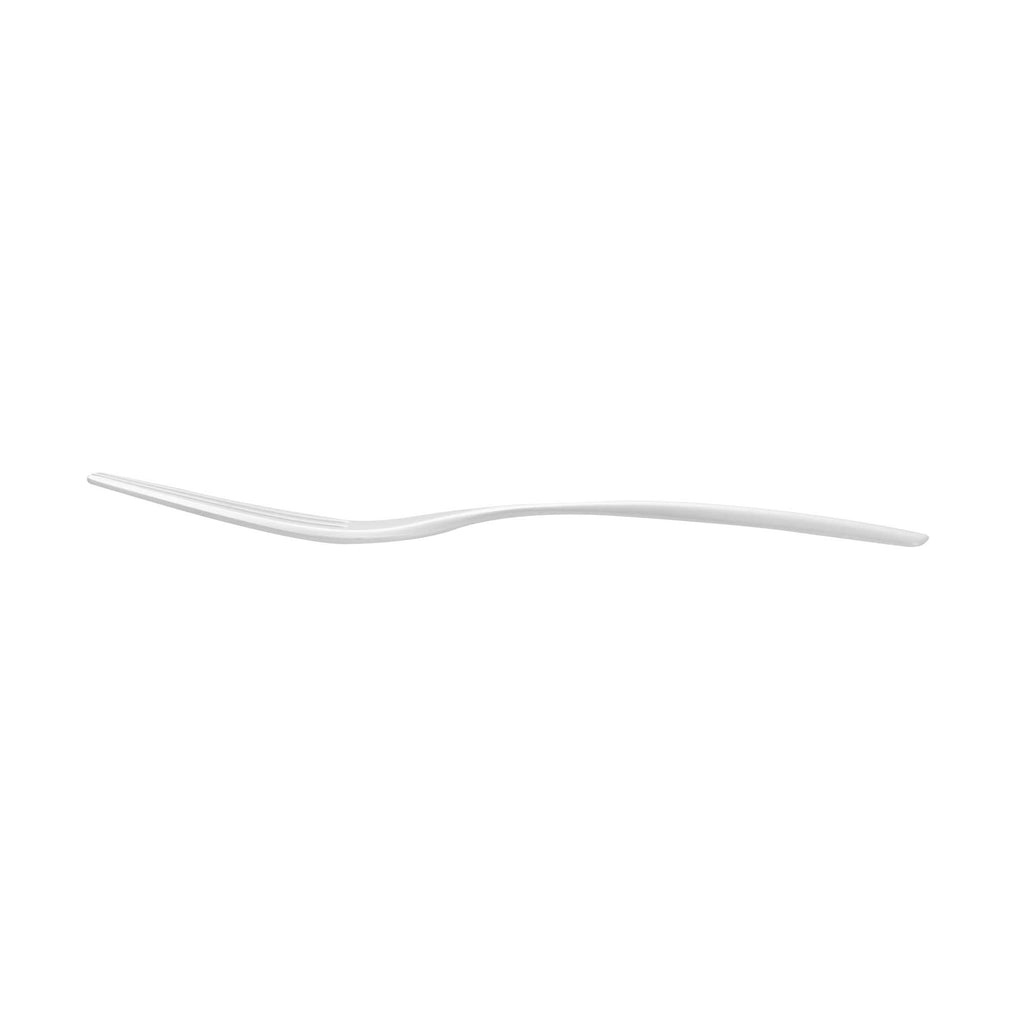 Coppetta Pearl White Plastic Cake Fork with Knife Edge - 4" x 3/4" - 100 count box