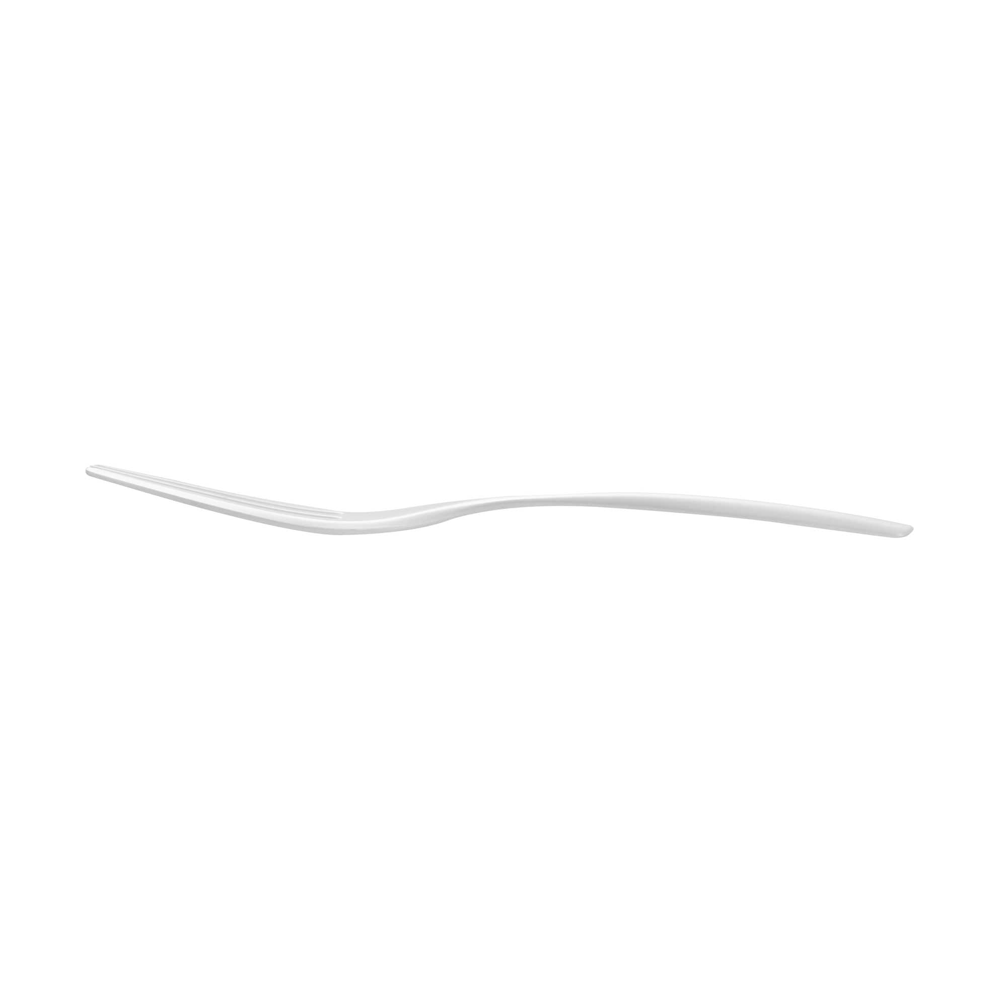 Coppetta Pearl White Plastic Cake Fork with Knife Edge - 4" x 3/4" - 100 count box