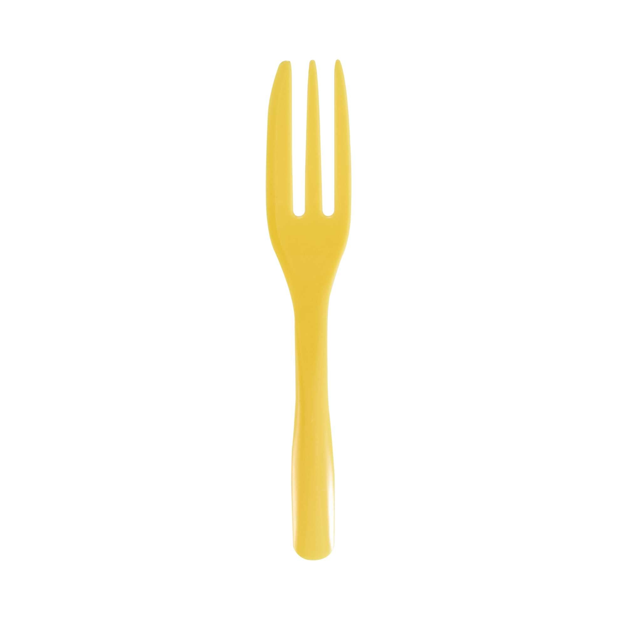 Coppetta Baby Yellow Plastic Cake Fork with Knife Edge - 4" x 3/4" - 100 count box