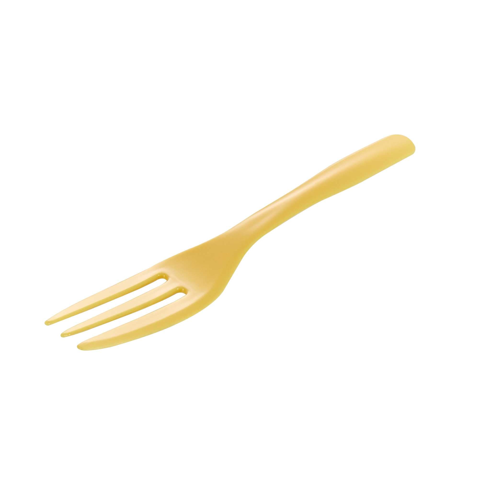 Coppetta Baby Yellow Plastic Cake Fork with Knife Edge - 4" x 3/4" - 100 count box