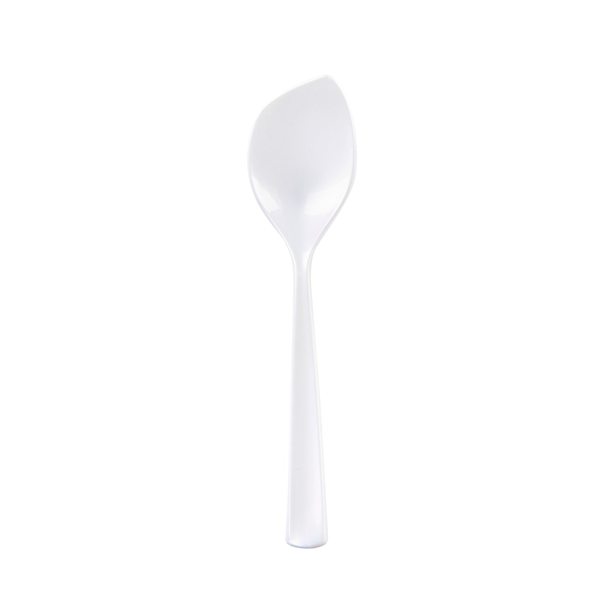 Coppetta Pearl White Plastic Petal Spoon - 4 1/2" x 1" - 500 count box
