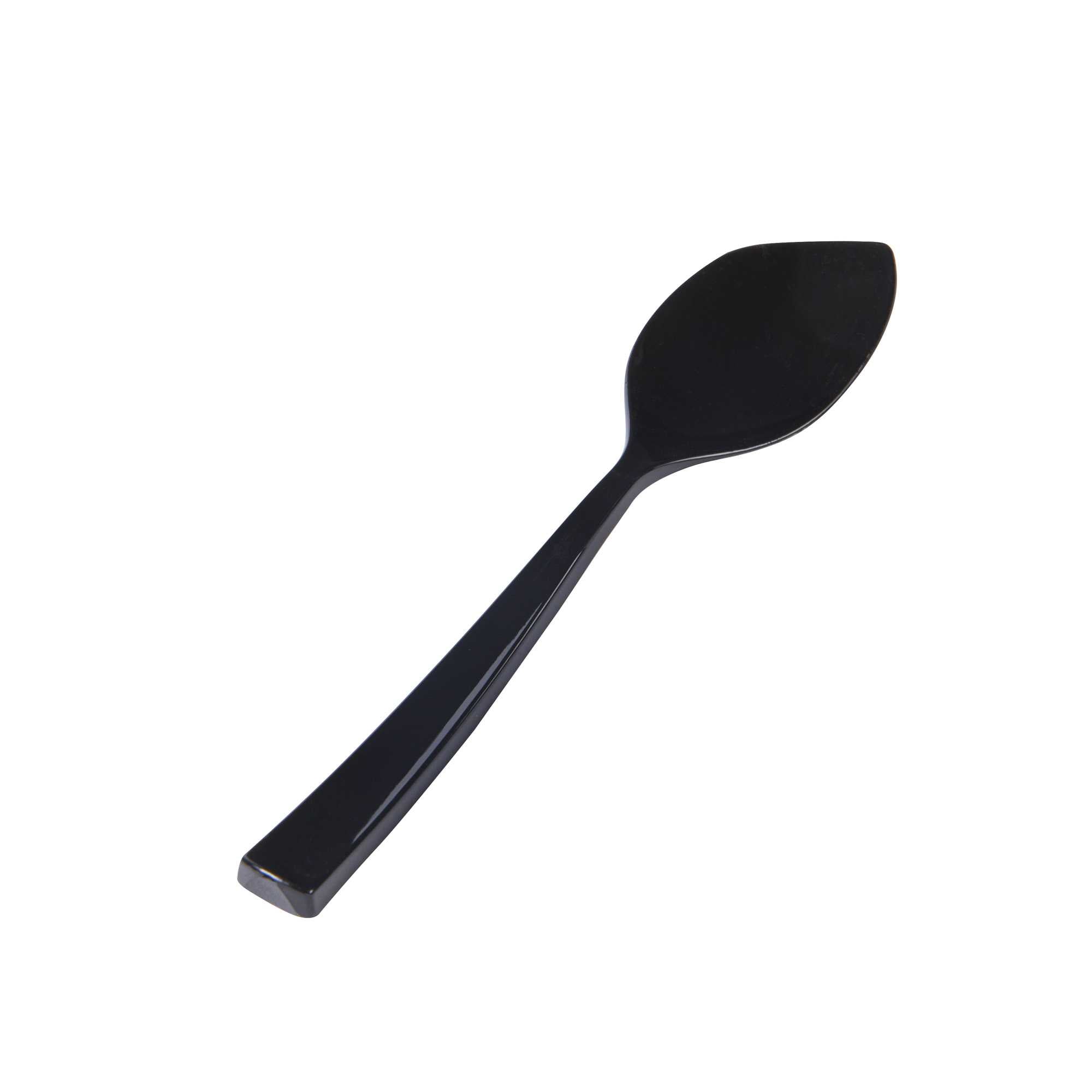 Coppetta Black Plastic Petal Spoon - 4 1/2" x 1" - 100 count box