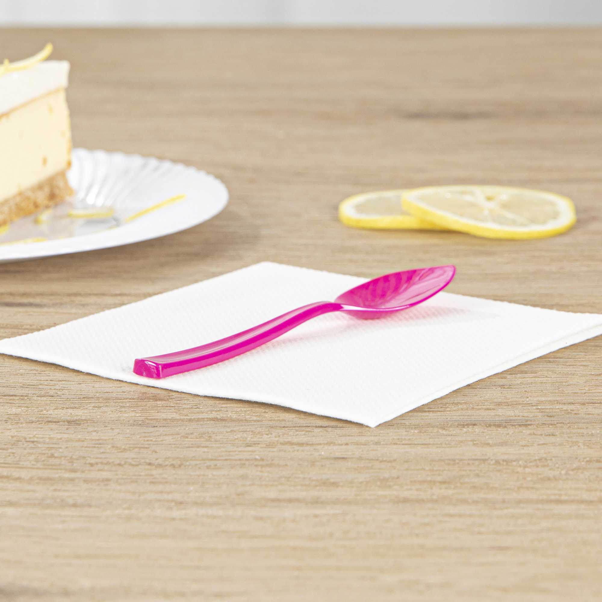 Coppetta Magenta Plastic Petal Spoon - 4 1/2" x 1" - 100 count box