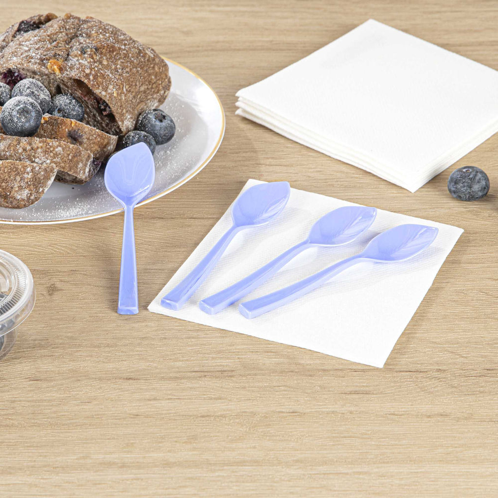 Coppetta Periwinkle Plastic Petal Spoon - 4 1/2" x 1" - 100 count box