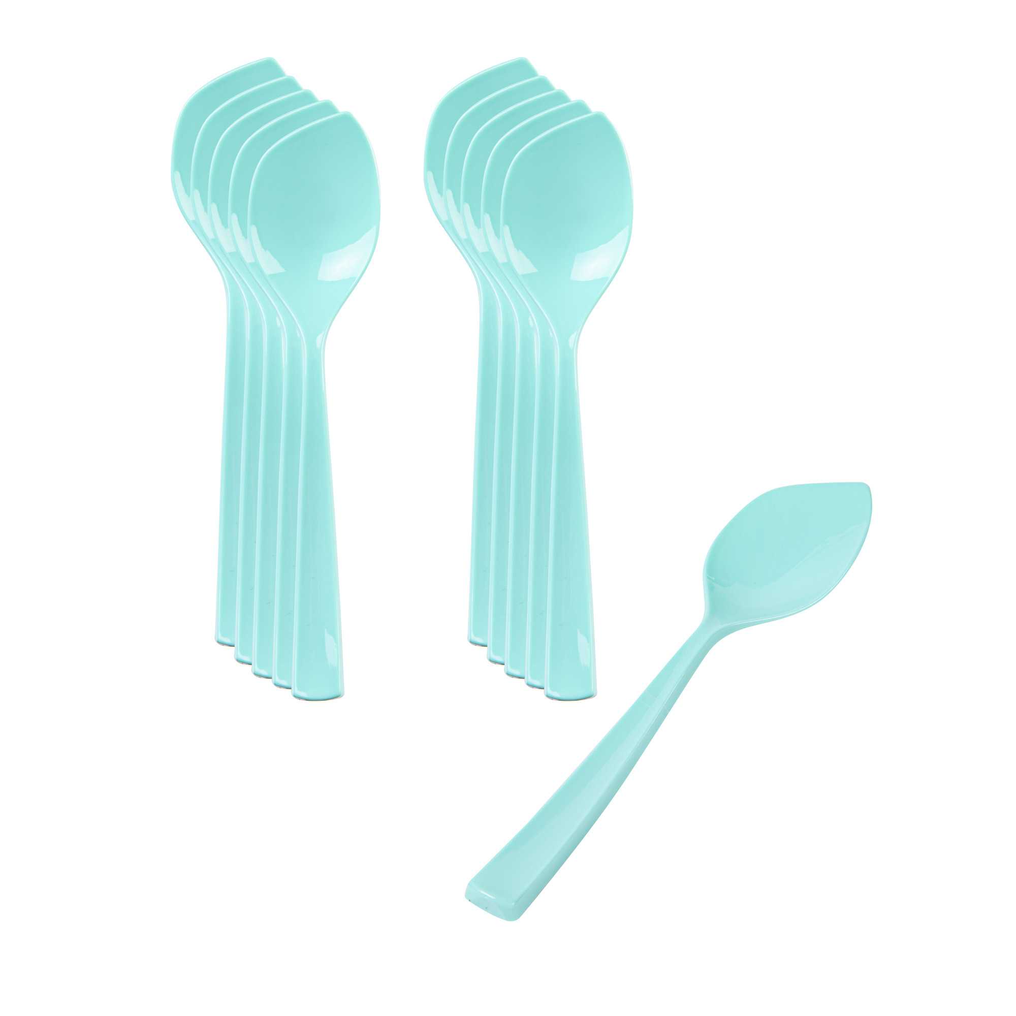 Coppetta Teal Plastic Petal Spoon - 4 1/2" x 1" - 100 count box