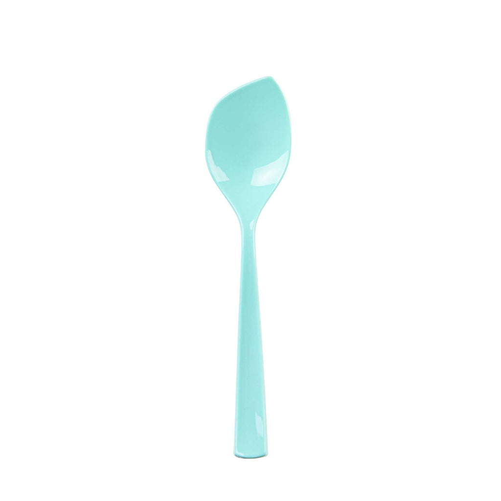 Coppetta Teal Plastic Petal Spoon - 4 1/2" x 1" - 100 count box