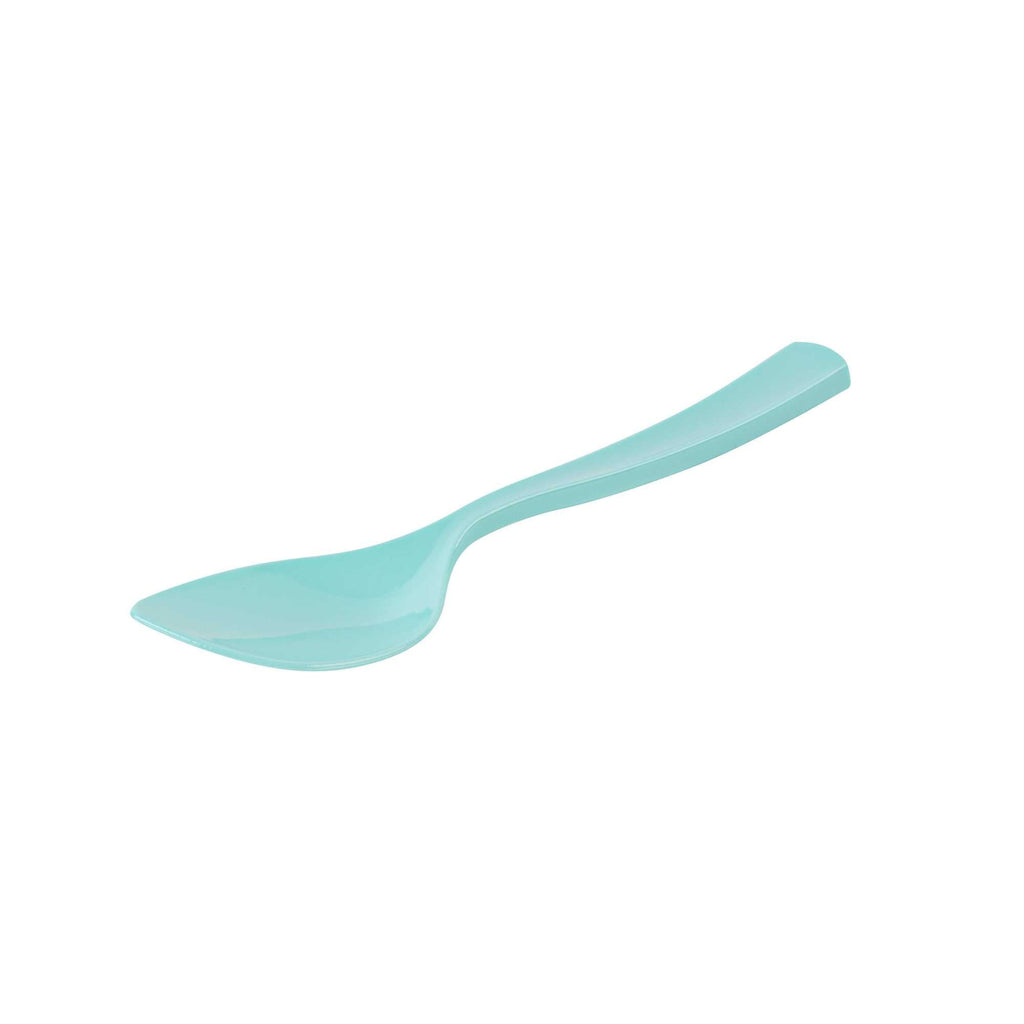 Coppetta Teal Plastic Petal Spoon - 4 1/2" x 1" - 100 count box