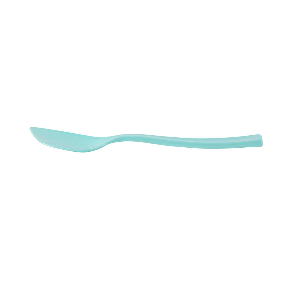 Coppetta Teal Plastic Petal Spoon - 4 1/2" x 1" - 100 count box