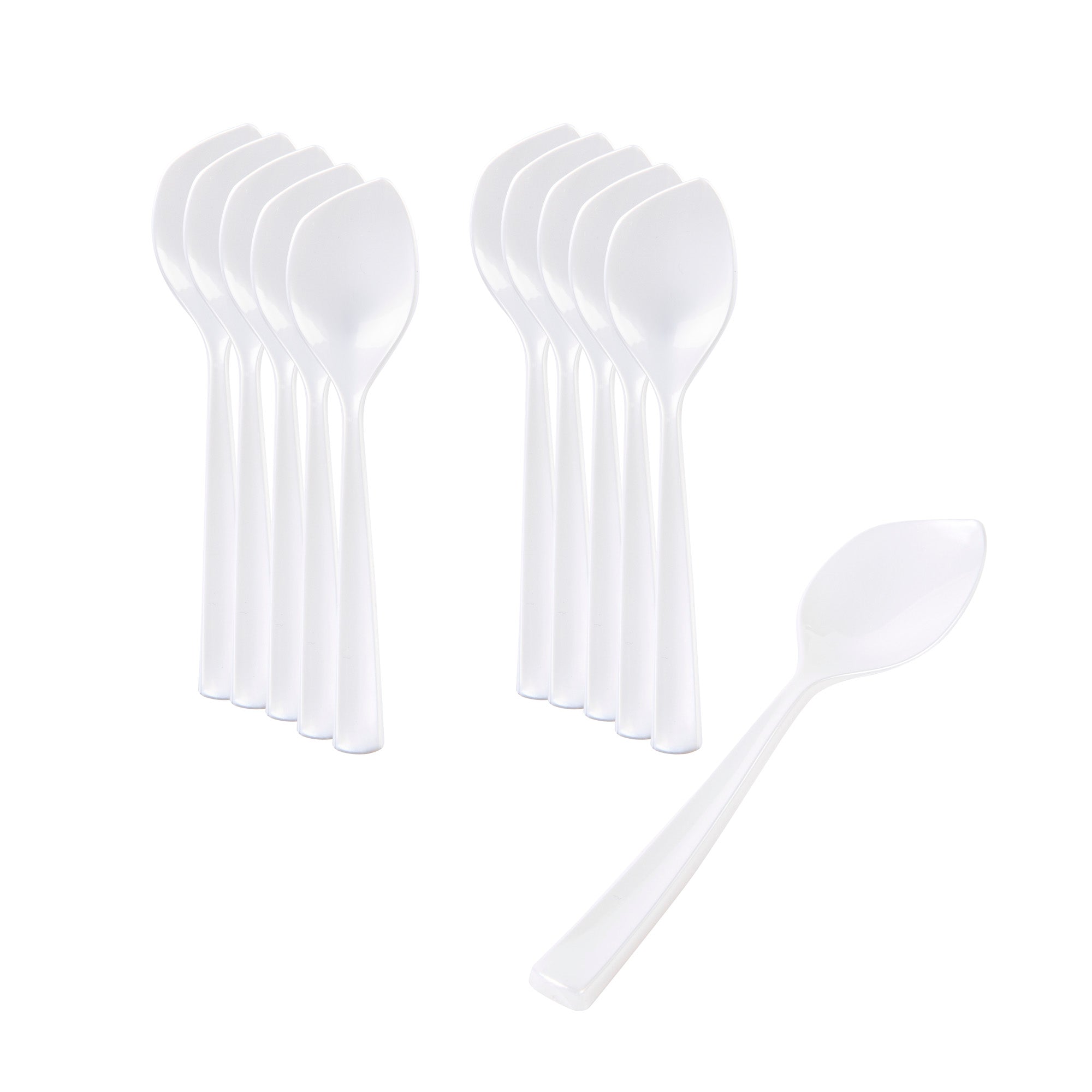 Coppetta Pearl White Plastic Petal Spoon - 4 1/2" x 1" - 100 count box
