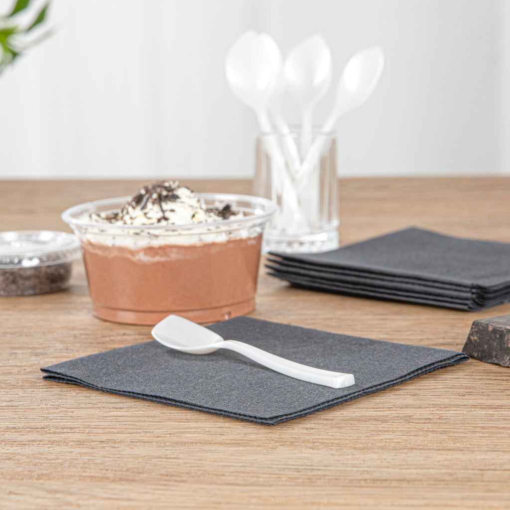 Coppetta Pearl White Plastic Petal Spoon - 4 1/2" x 1" - 100 count box