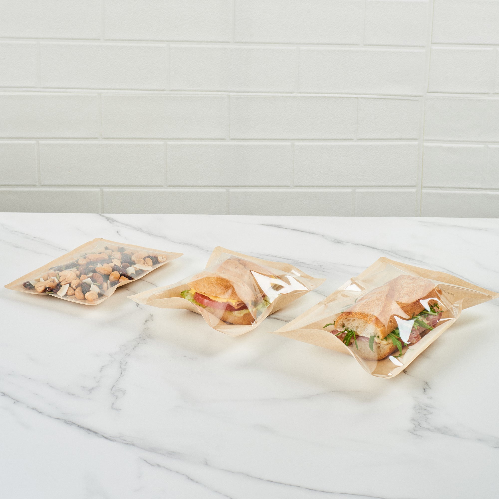 Bag Tek Kraft Plastic Small Sandwich and Snack Bag - Heat Sealable - 8 1/4" x 5 1/4" - 100 count box