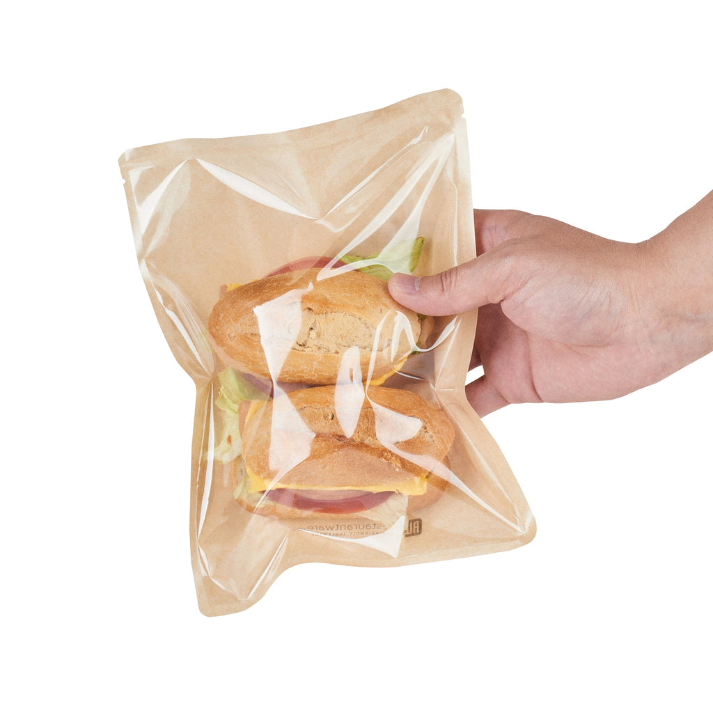 Bag Tek Kraft Plastic Medium Sandwich and Snack Bag - Heat Sealable - 8 3/4" x 6 1/2" - 100 count box