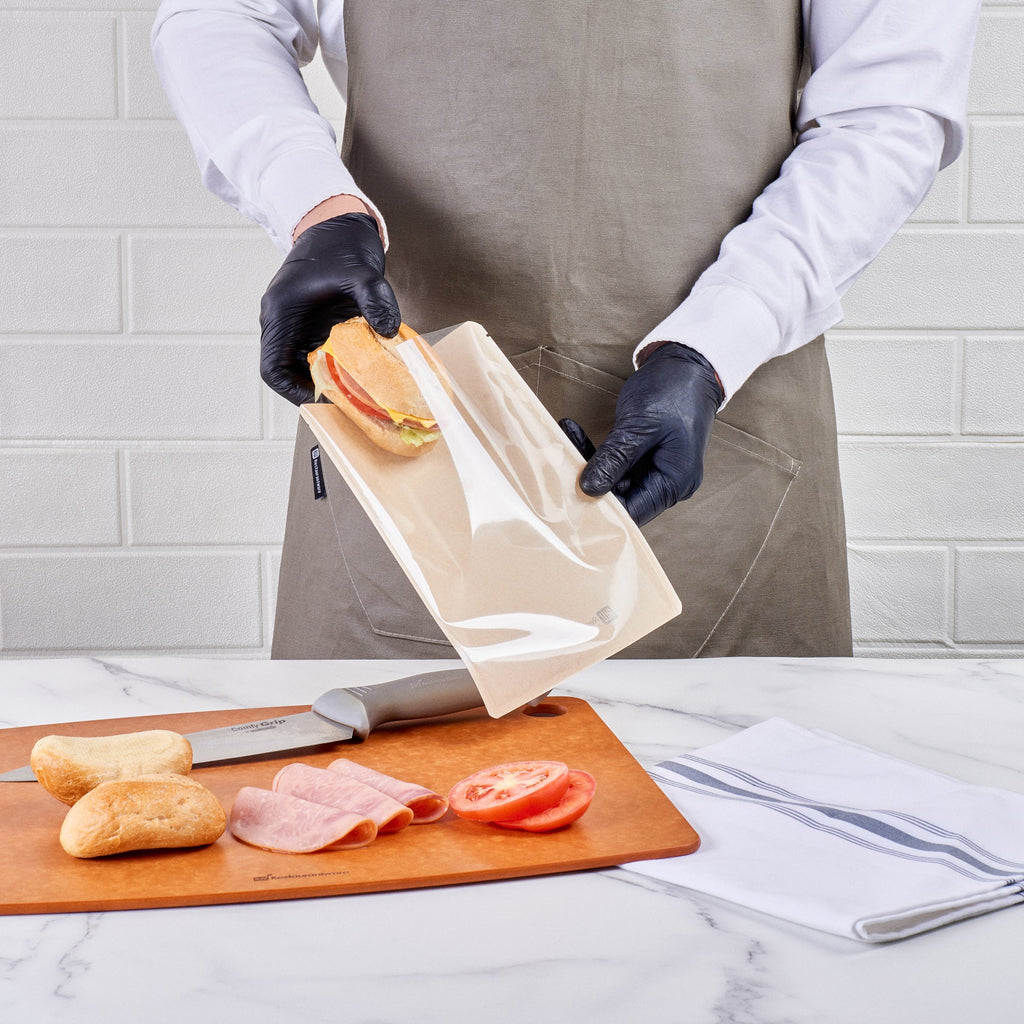 Bag Tek Kraft Plastic Medium Sandwich and Snack Bag - Heat Sealable - 8 3/4" x 6 1/2" - 100 count box