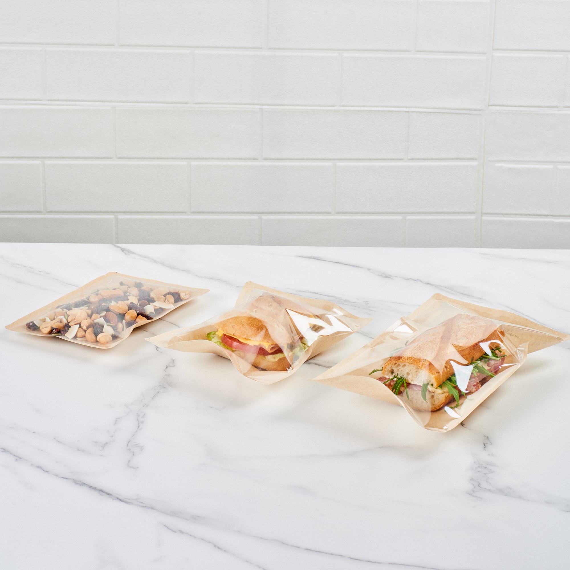 Bag Tek Kraft Plastic Medium Sandwich and Snack Bag - Heat Sealable - 8 3/4" x 6 1/2" - 100 count box