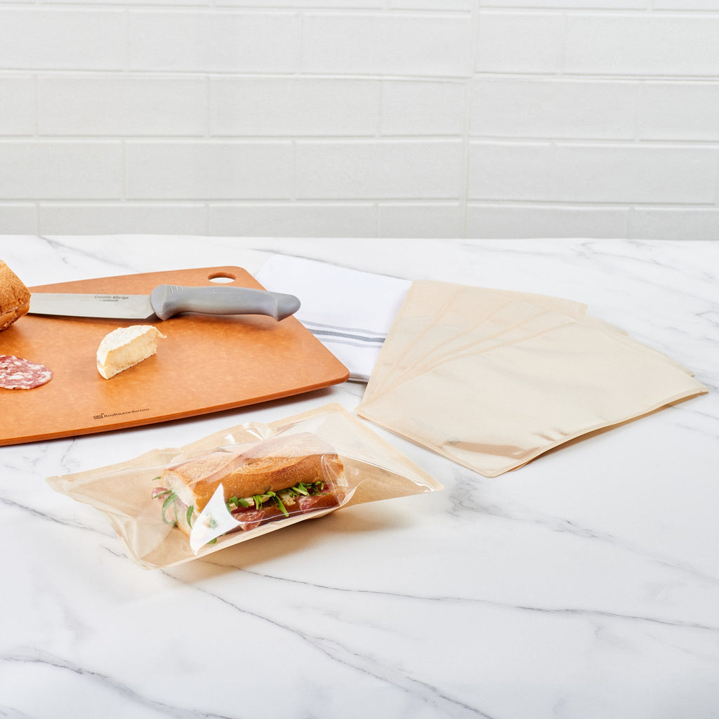 Bag Tek Kraft Plastic Large Sandwich and Snack Bag - Heat Sealable - 11 1/2" x 6 3/4" - 100 count box
