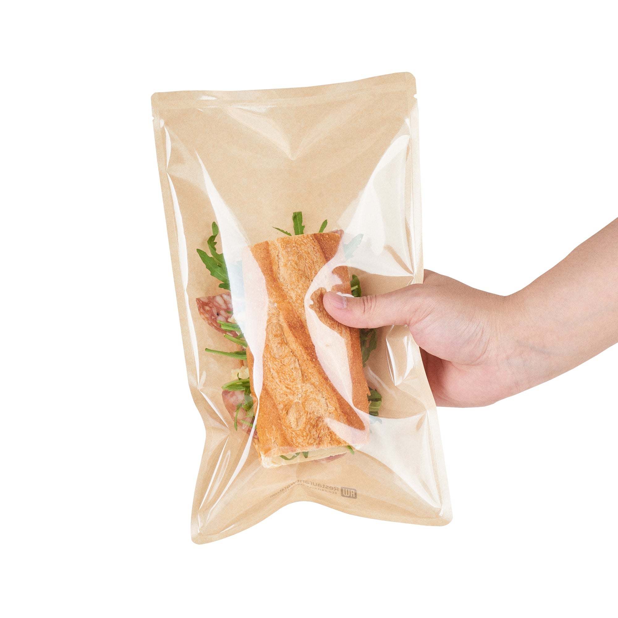 Bag Tek Kraft Plastic Large Sandwich and Snack Bag - Heat Sealable - 11 1/2" x 6 3/4" - 100 count box