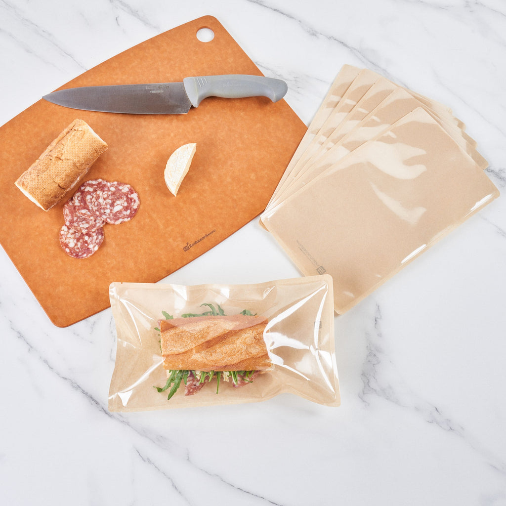 Bag Tek Kraft Plastic Large Sandwich and Snack Bag - Heat Sealable - 11 1/2" x 6 3/4" - 100 count box