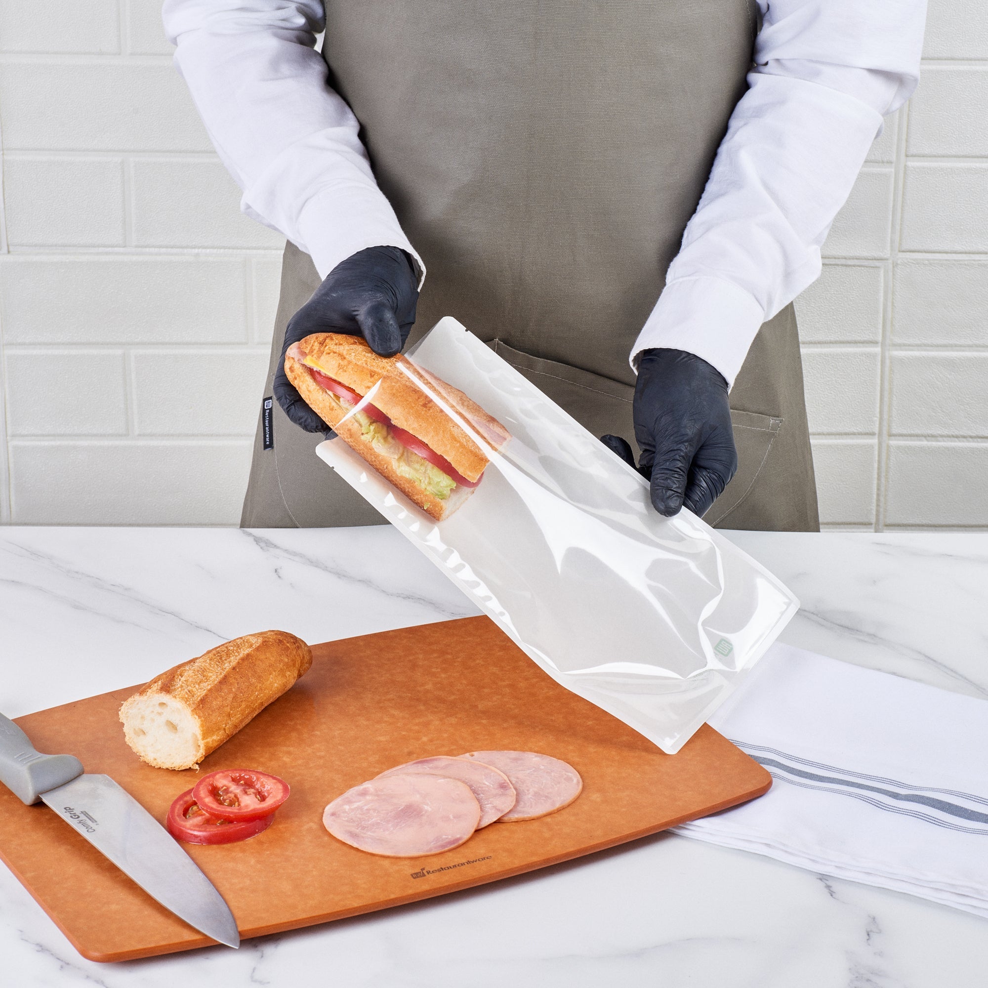 Bag Tek White Plastic Large Sandwich and Snack Bag - Heat Sealable - 11 1/2" x 6 3/4" - 100 count box
