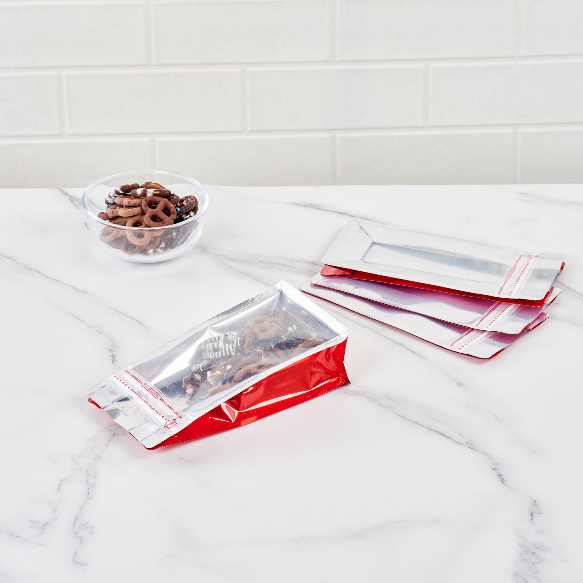 Bag Tek Red Plastic Small Snack Bag - Double Seal, Rip Lock, Heat Sealable - 8" x 4" x 2 1/2" - 100 count box