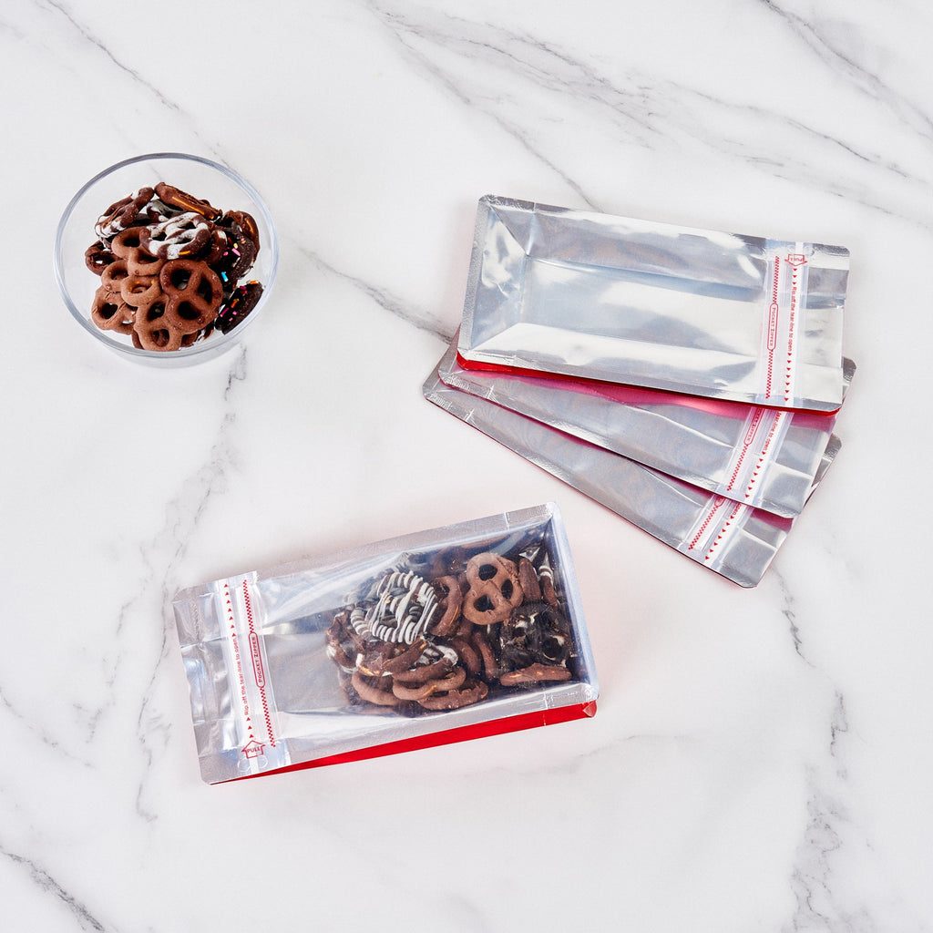 Bag Tek Red Plastic Small Snack Bag - Double Seal, Rip Lock, Heat Sealable - 8" x 4" x 2 1/2" - 100 count box