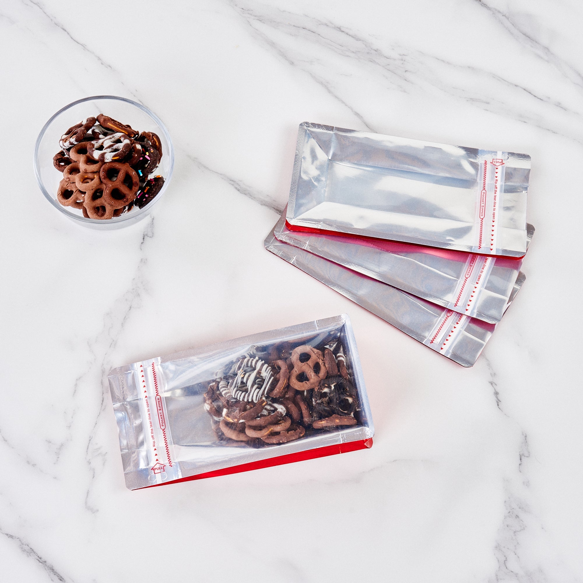 Bag Tek Red Plastic Small Snack Bag - Double Seal, Rip Lock, Heat Sealable - 8" x 4" x 2 1/2" - 100 count box