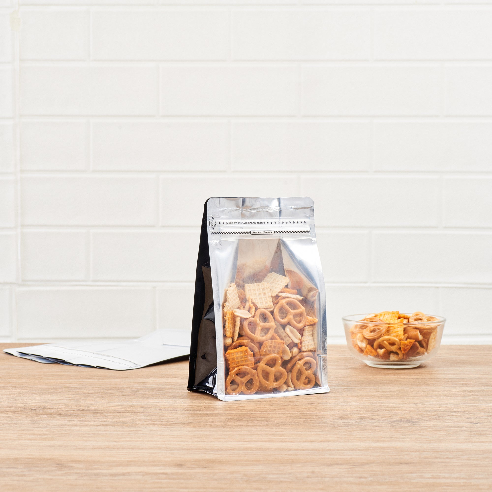Bag Tek Black Plastic Medium Snack Bag - Double Seal, Rip Lock, Heat Sealable - 8" x 5" x 3 1/4" - 100 count box