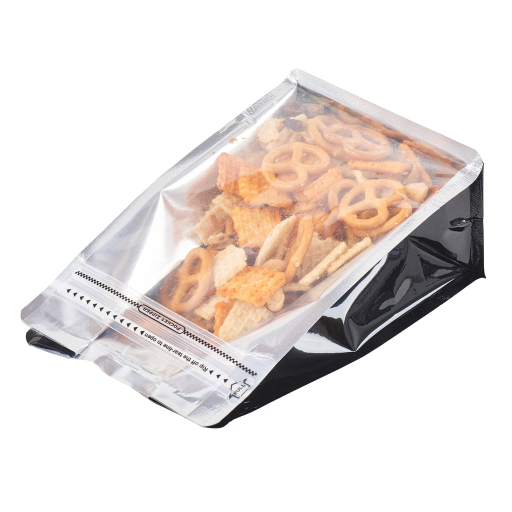 Bag Tek Black Plastic Medium Snack Bag - Double Seal, Rip Lock, Heat Sealable - 8" x 5" x 3 1/4" - 100 count box